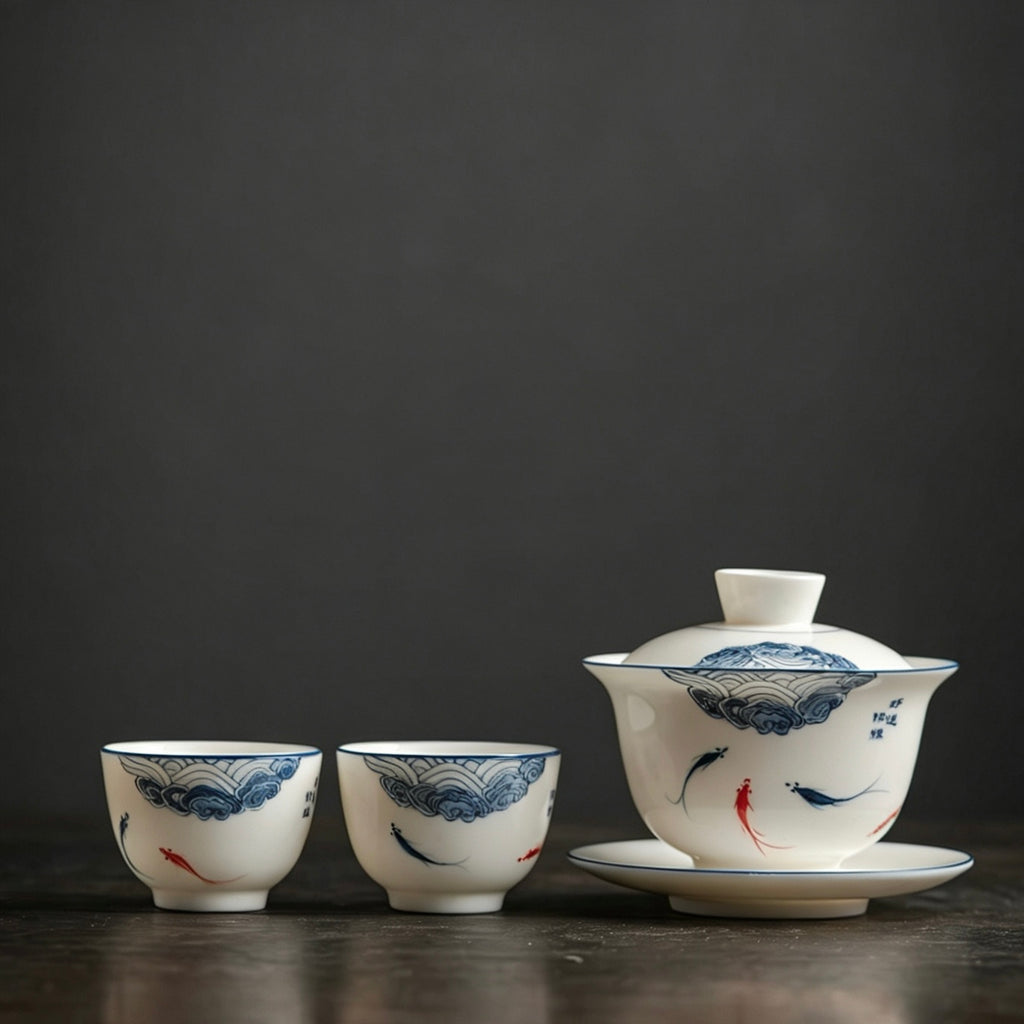 "Lucky Koi" Auspicious Cloud Gaiwan