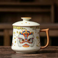 Auspicious Lion Dance Ceramic Mug with Lid