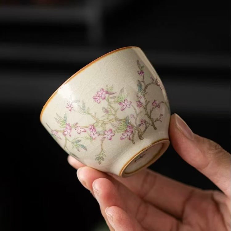 Elegant Magnolia Blossom Teapot &amp; Cup Set