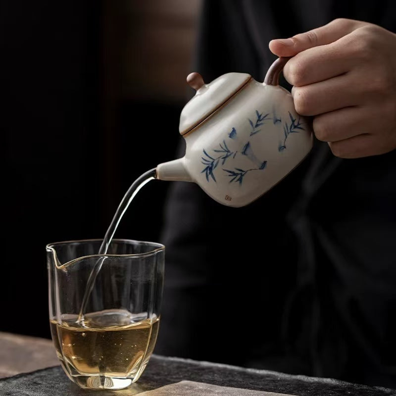 Zen Bamboo Shadow Porcelain Teapot