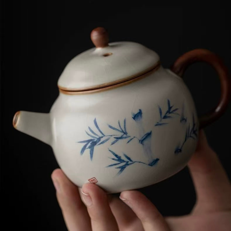 Zen Bamboo Shadow Porcelain Teapot