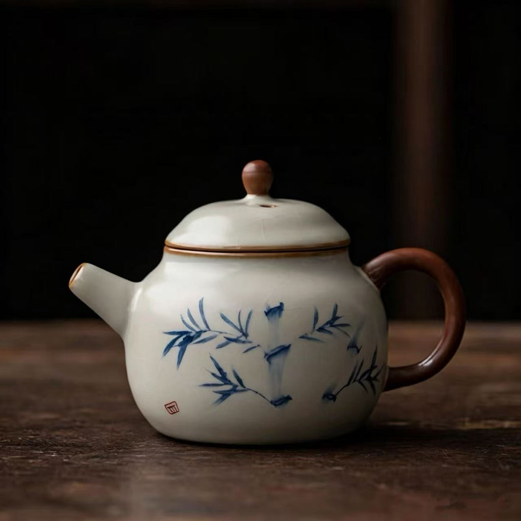 Zen Bamboo Shadow Porcelain Teapot