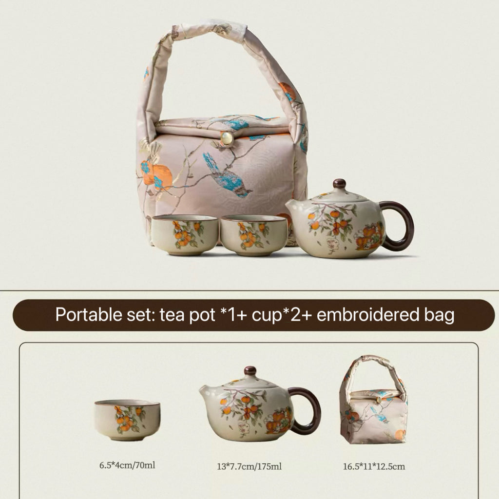 Portable Persimmon Travel Tea Set