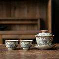 Imperial Enamel Floral Gaiwan Set