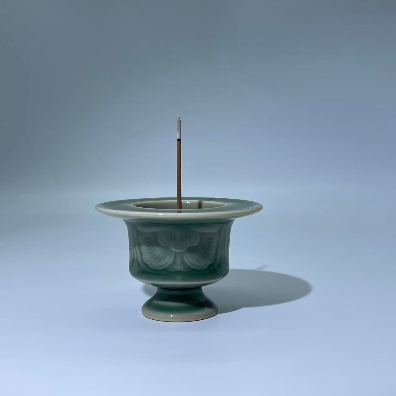 Azure Petal · Handcrafted Mini Celadon Censer for Stick Incense