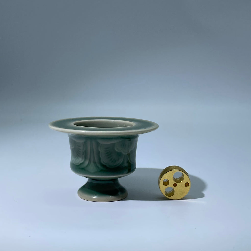 Azure Petal · Handcrafted Mini Celadon Censer for Stick Incense