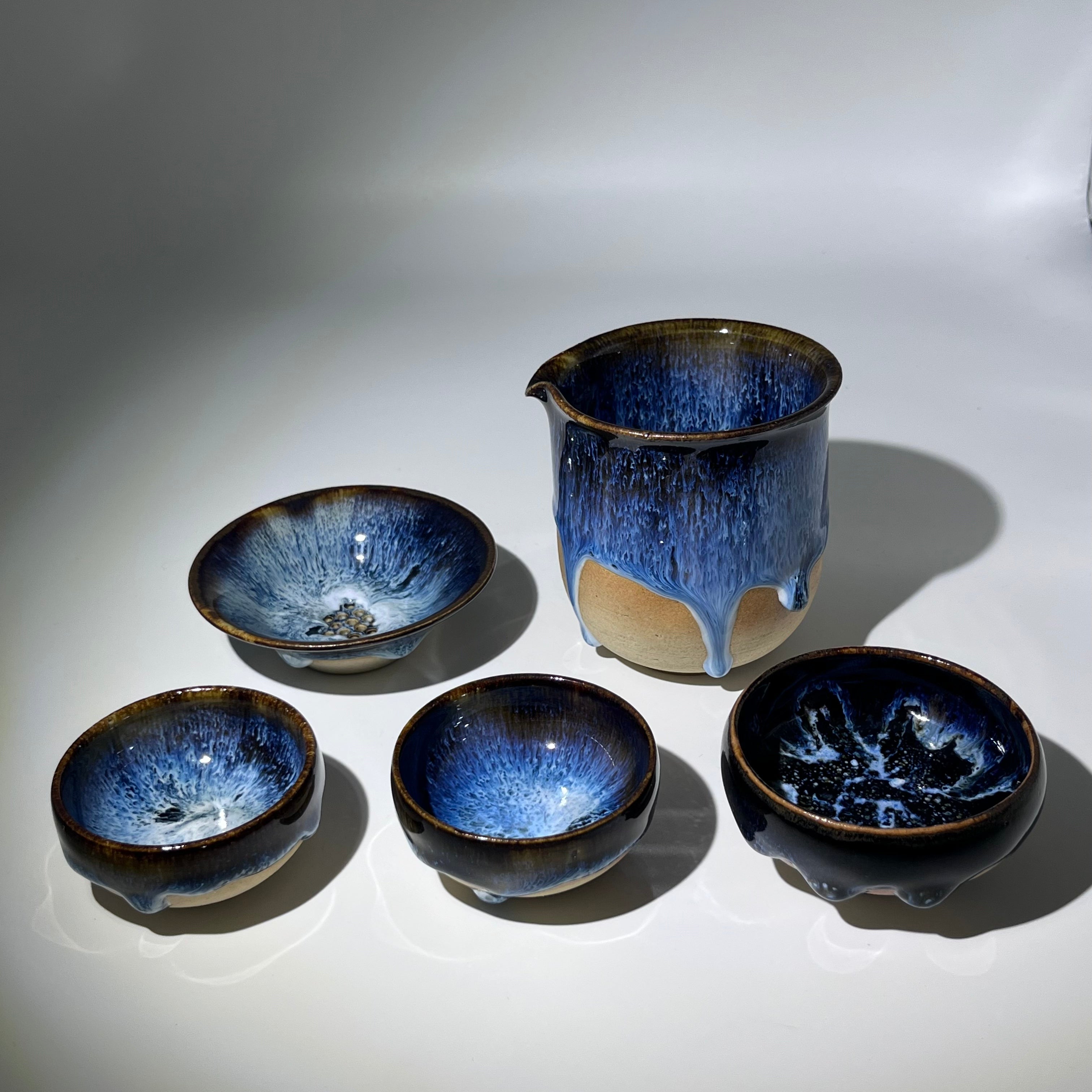 "Midnight Nebula" 5-Piece Artisan Tea Set