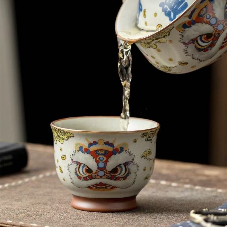 Auspicious Lion Dance Tea Cup *2