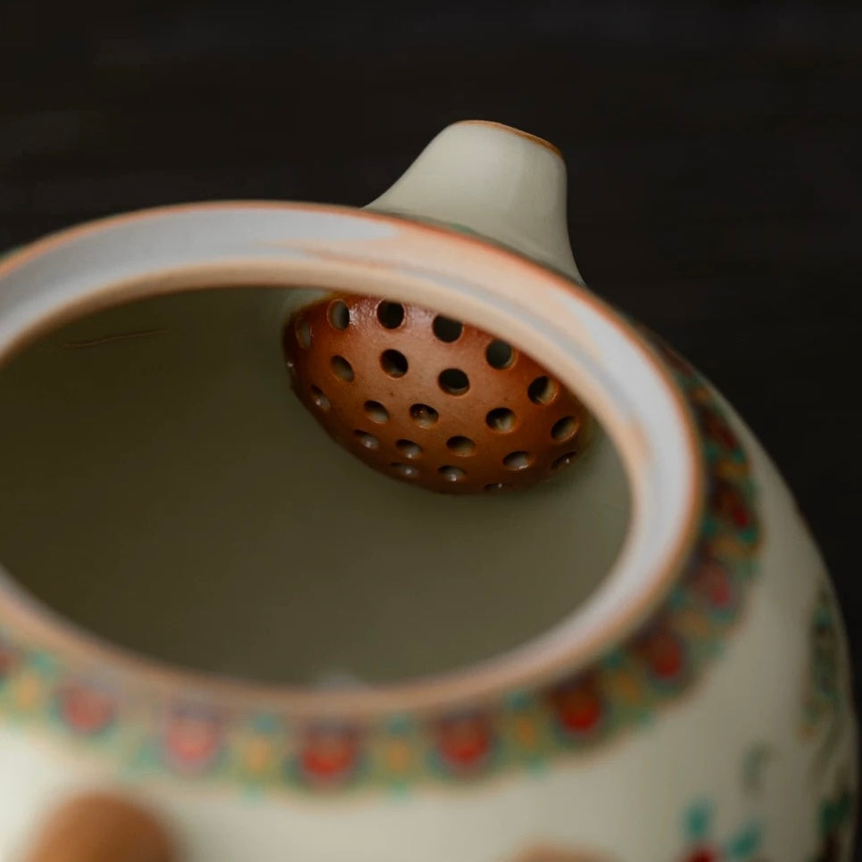 Exquisite Chinese Hand-Painted Horse Motif Tea Set