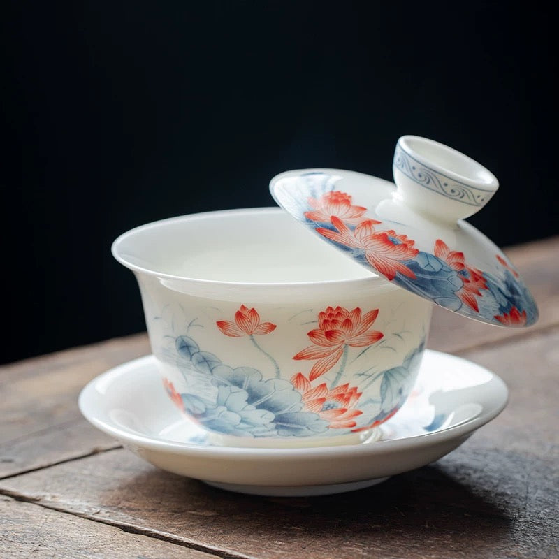 Lotus Blossom Ceramic Gaiwan
