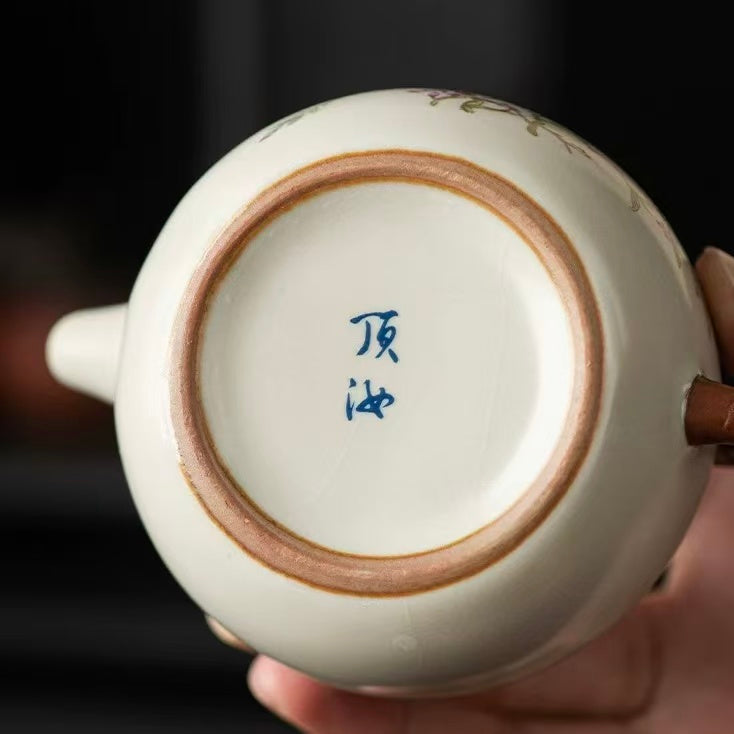 Elegant Magnolia Blossom Teapot &amp; Cup Set