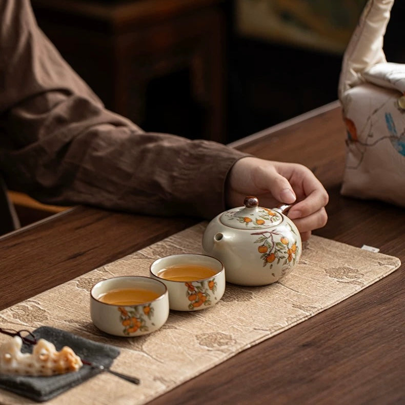 Portable Persimmon Travel Tea Set