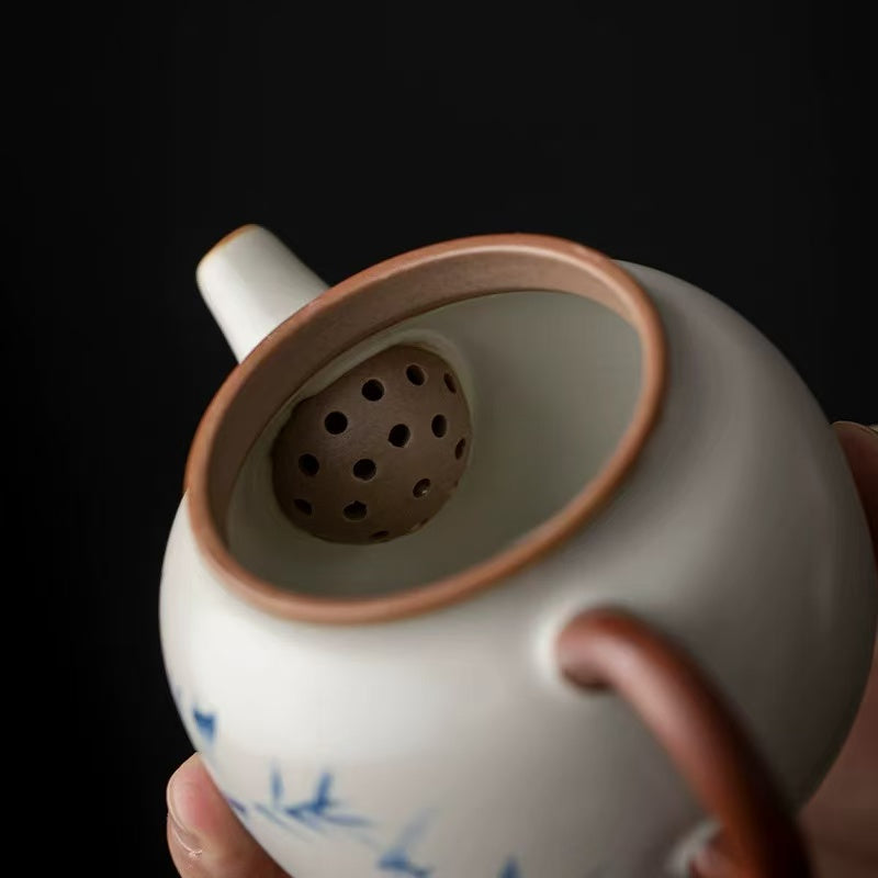 Zen Bamboo Shadow Porcelain Teapot