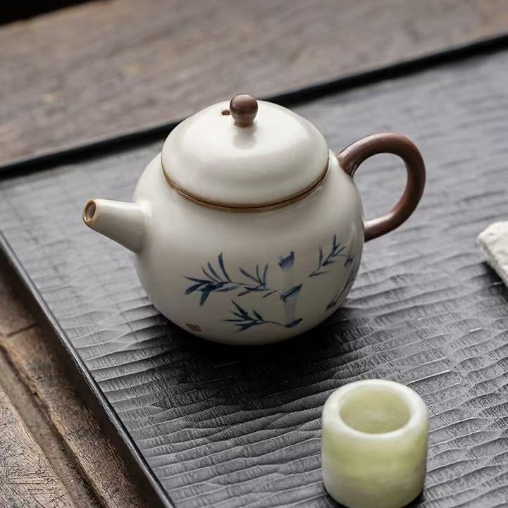 Zen Bamboo Shadow Porcelain Teapot