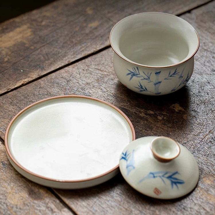 Zen Bamboo Shadow Ceramic Gaiwan