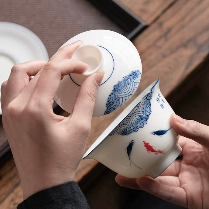 "Lucky Koi" Auspicious Cloud Gaiwan