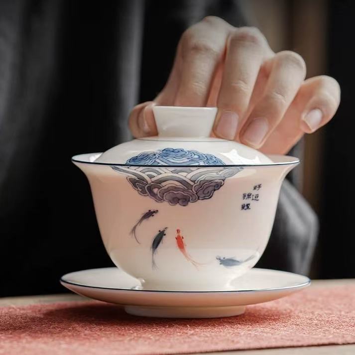 "Lucky Koi" Auspicious Cloud Gaiwan
