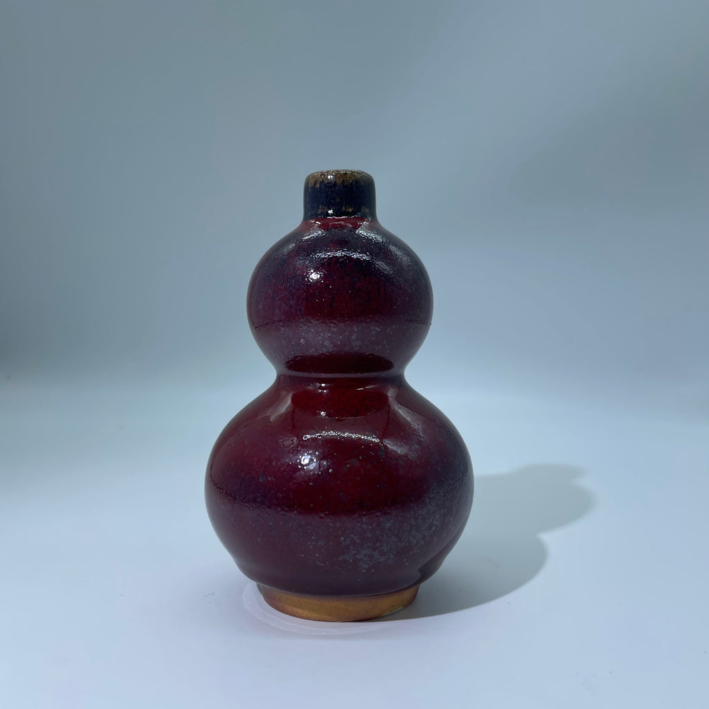 Crimson Ember Handcrafted Gourd Vase