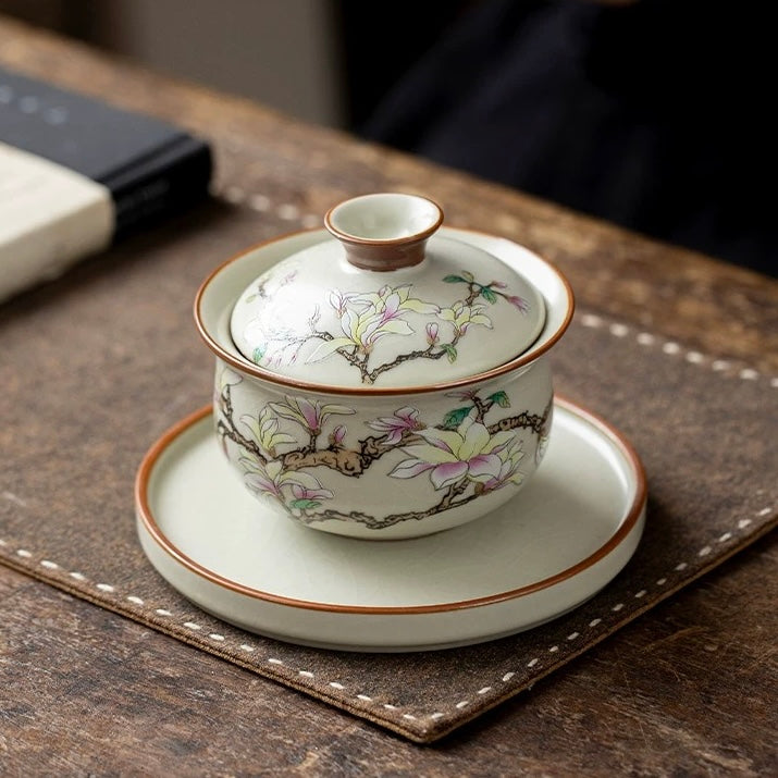 Magnolia Blossom Ceramic Gaiwan