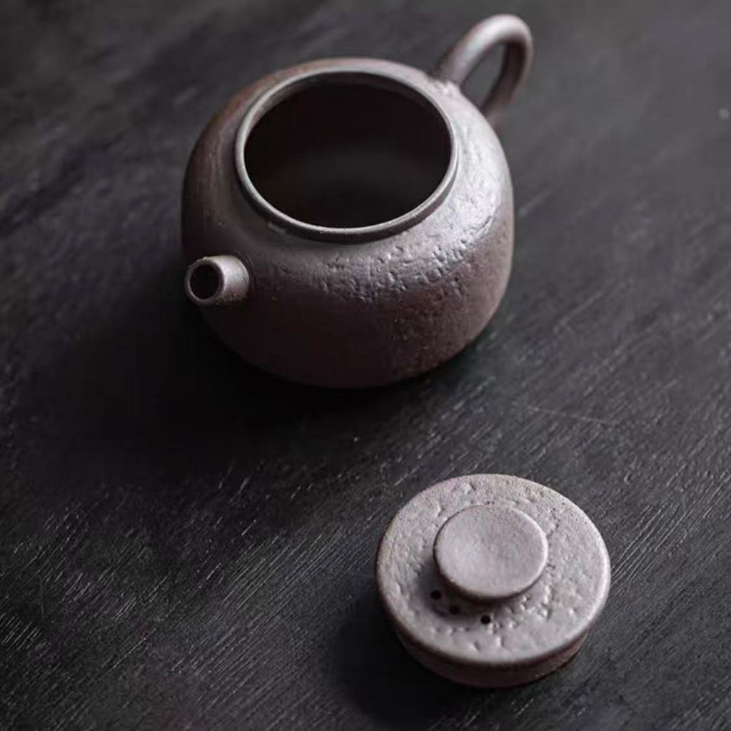 Rustic Wabi-Sabi Wood-Fired Stoneware Teapot