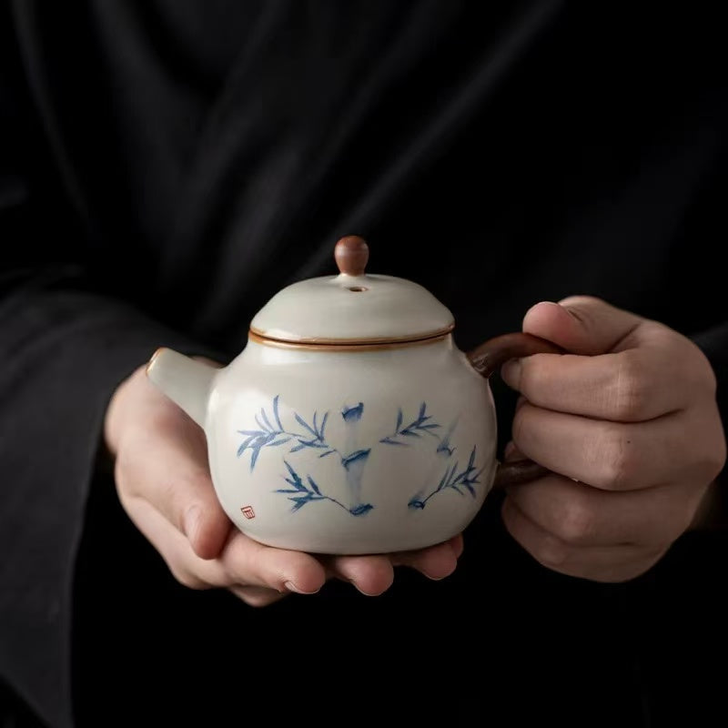 Zen Bamboo Shadow Porcelain Teapot