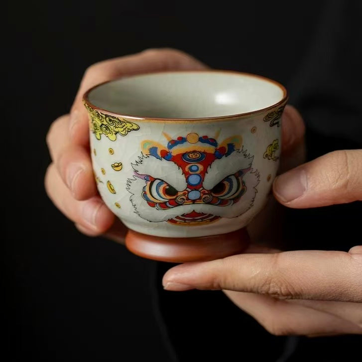Auspicious Lion Dance Tea Cup *2