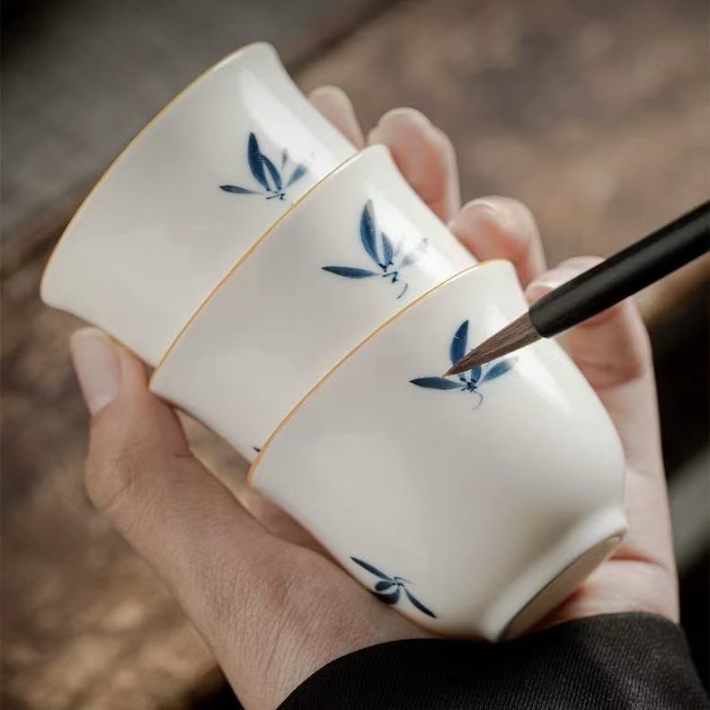 Zen Orchid Leaf: Minimalist Gaiwan &amp; Tasting Cup Set