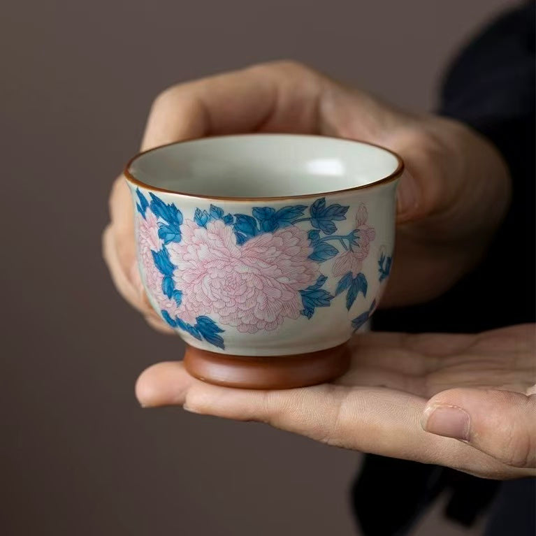 Prosperity Peony Blossom Ceramic Gaiwan