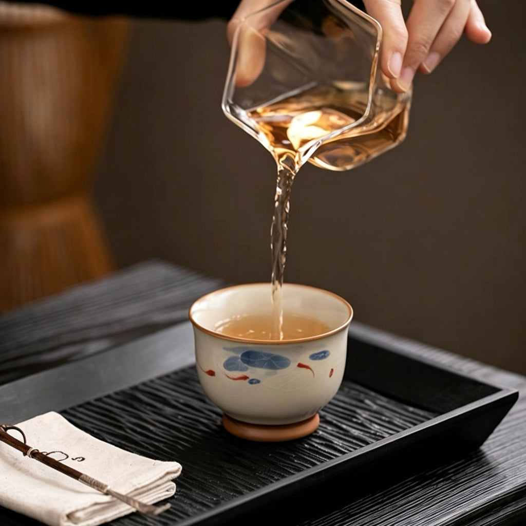 Zen Koi Pond Crackle-Glaze Tea Cup*2