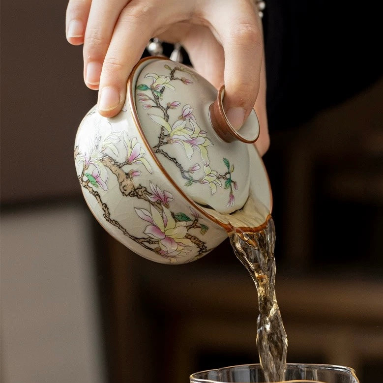 Magnolia Blossom Ceramic Gaiwan