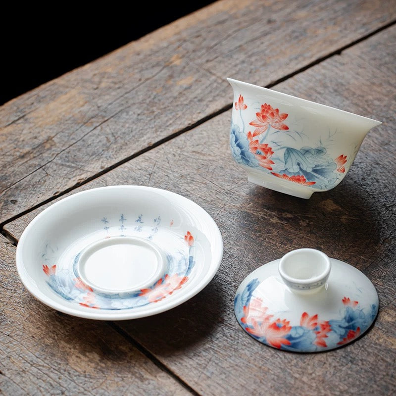 Lotus Blossom Ceramic Gaiwan