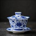 Blue and White Intertwining Lotus Gaiwan