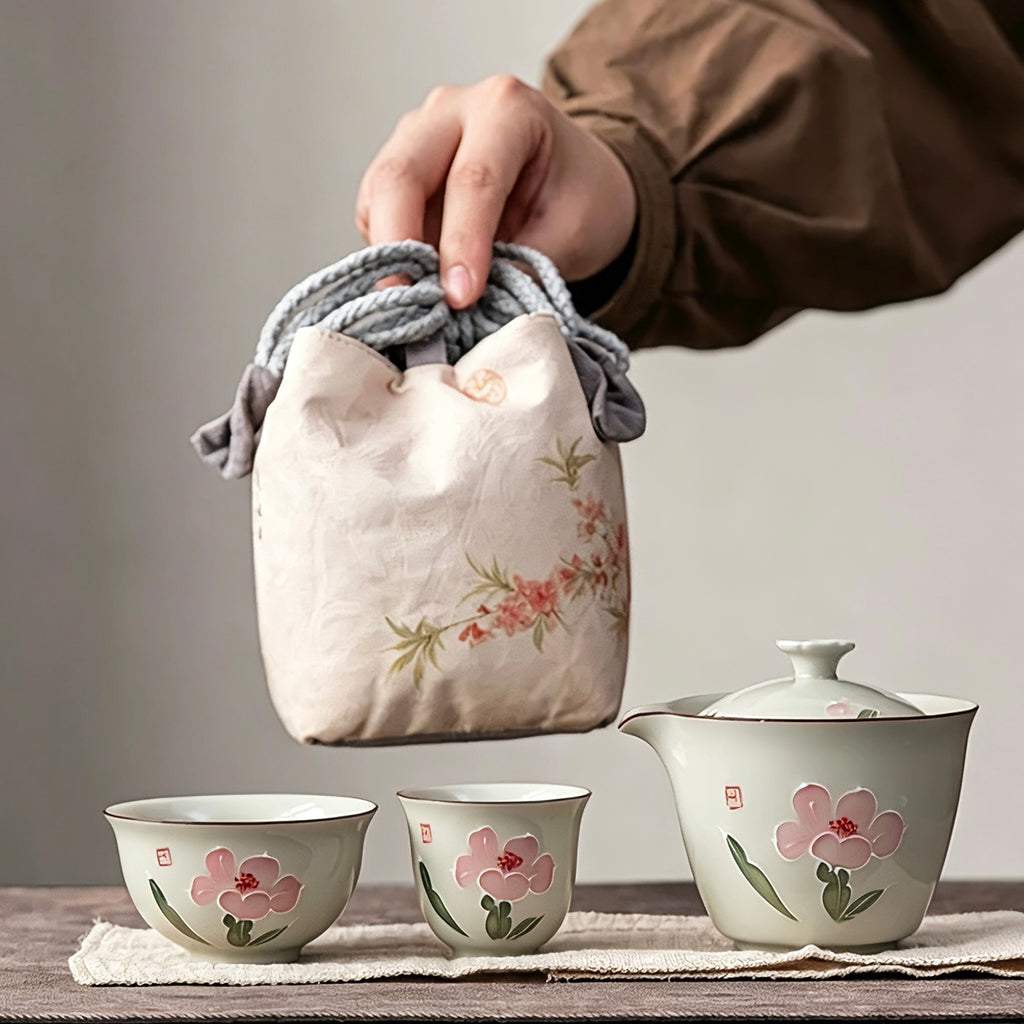 Blossom Journey: Portable Begonia Travel Tea Set