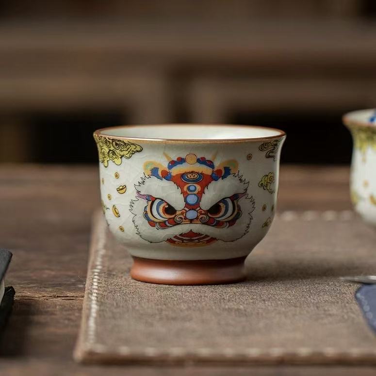 Auspicious Lion Dance Tea Cup *2