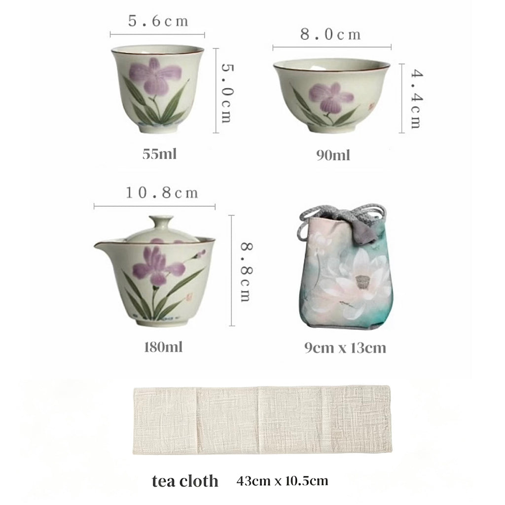 Orchid Serenity: Portable Quick-Cup Travel Tea Set