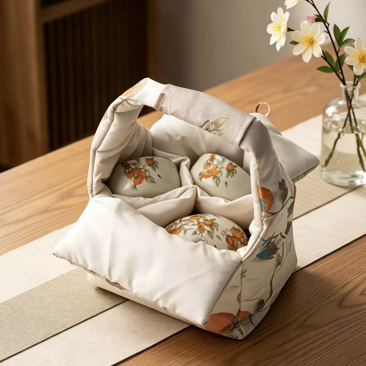 Portable Persimmon Travel Tea Set
