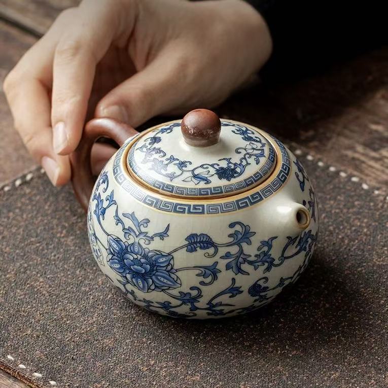 Heritage Blue and White Intertwining Lotus Teapot