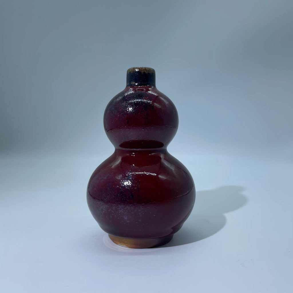 Crimson Ember Handcrafted Gourd Vase