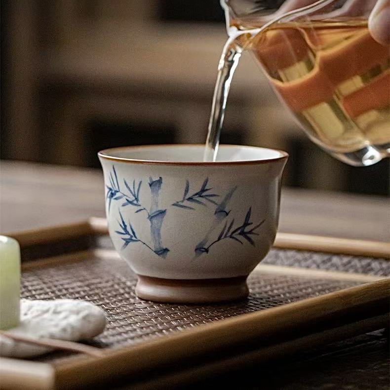 Zen Bamboo Shadow Ceramic Gaiwan