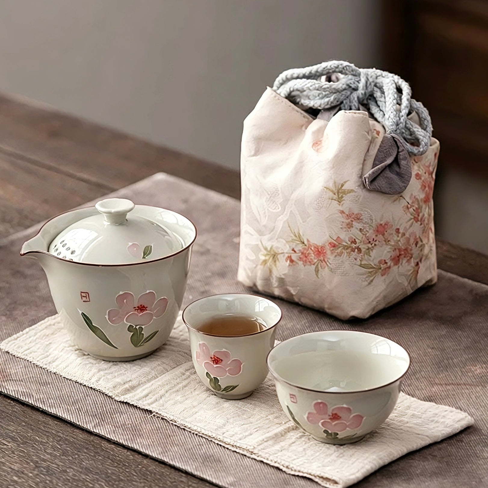 Blossom Journey: Portable Begonia Travel Tea Set