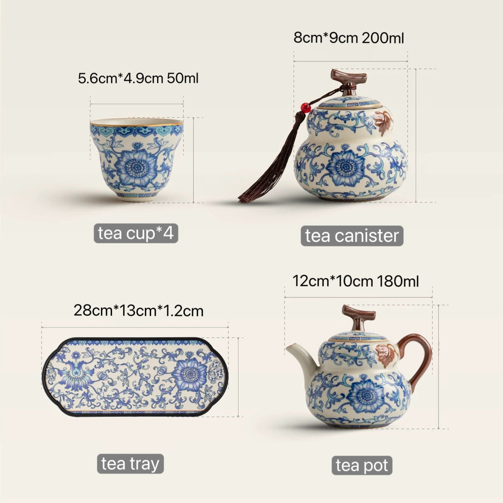 Exquisite Blue and White Porcelain Tea Set