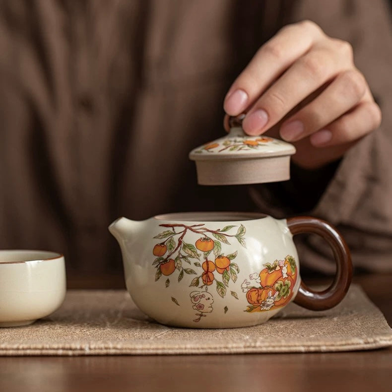 Portable Persimmon Travel Tea Set