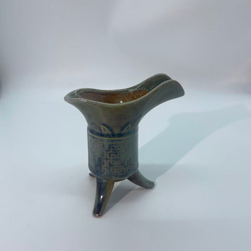 Wood-fired "Jue" Ritual Vessel for wine or tea