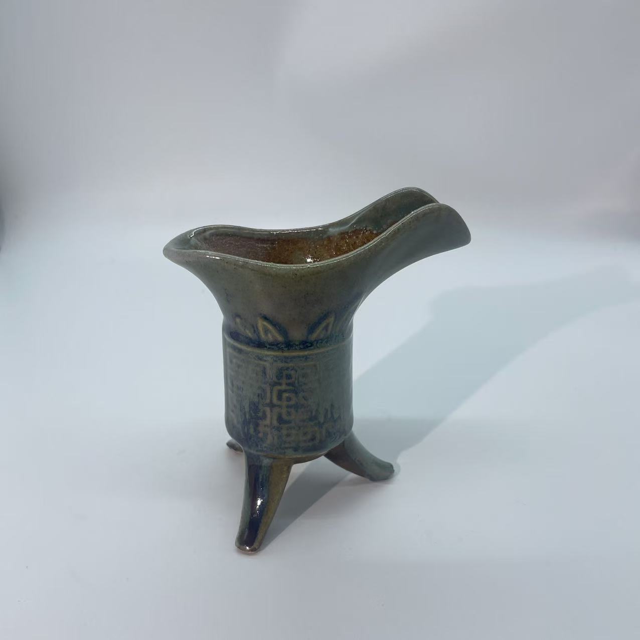 Wood-fired "Jue" Ritual Vessel for wine or tea