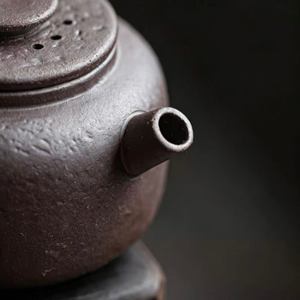 Rustic Wabi-Sabi Wood-Fired Stoneware Teapot
