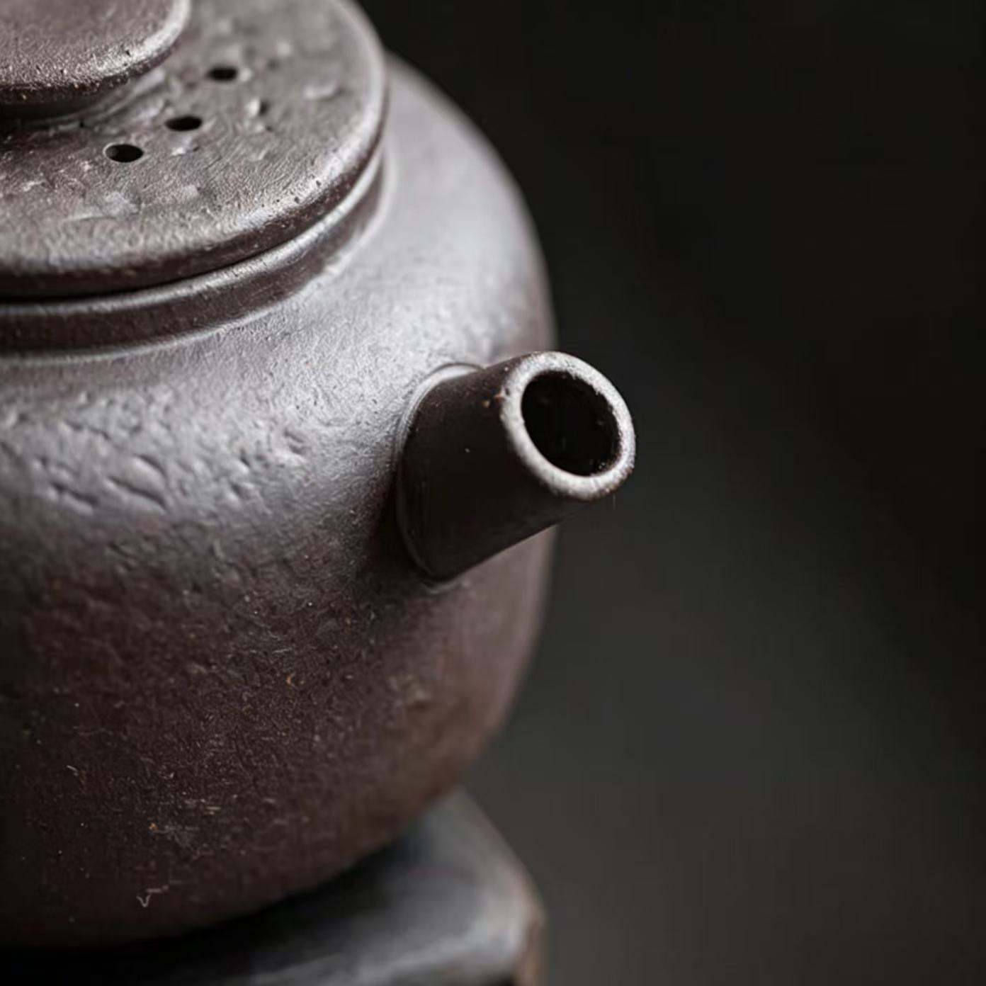 Rustic Wabi-Sabi Wood-Fired Stoneware Teapot