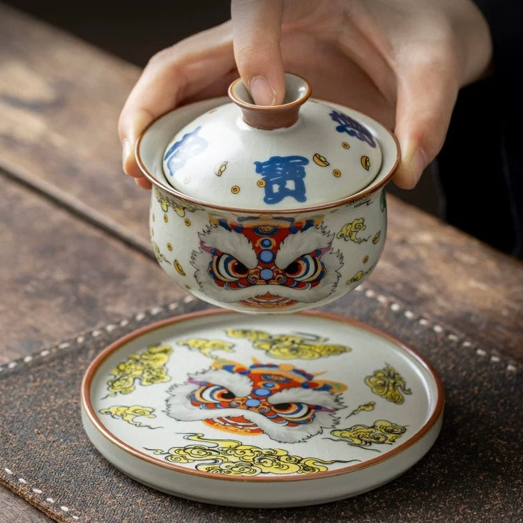 Auspicious Lion Dance Gaiwan