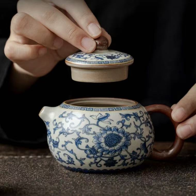 Heritage Blue and White Intertwining Lotus Teapot
