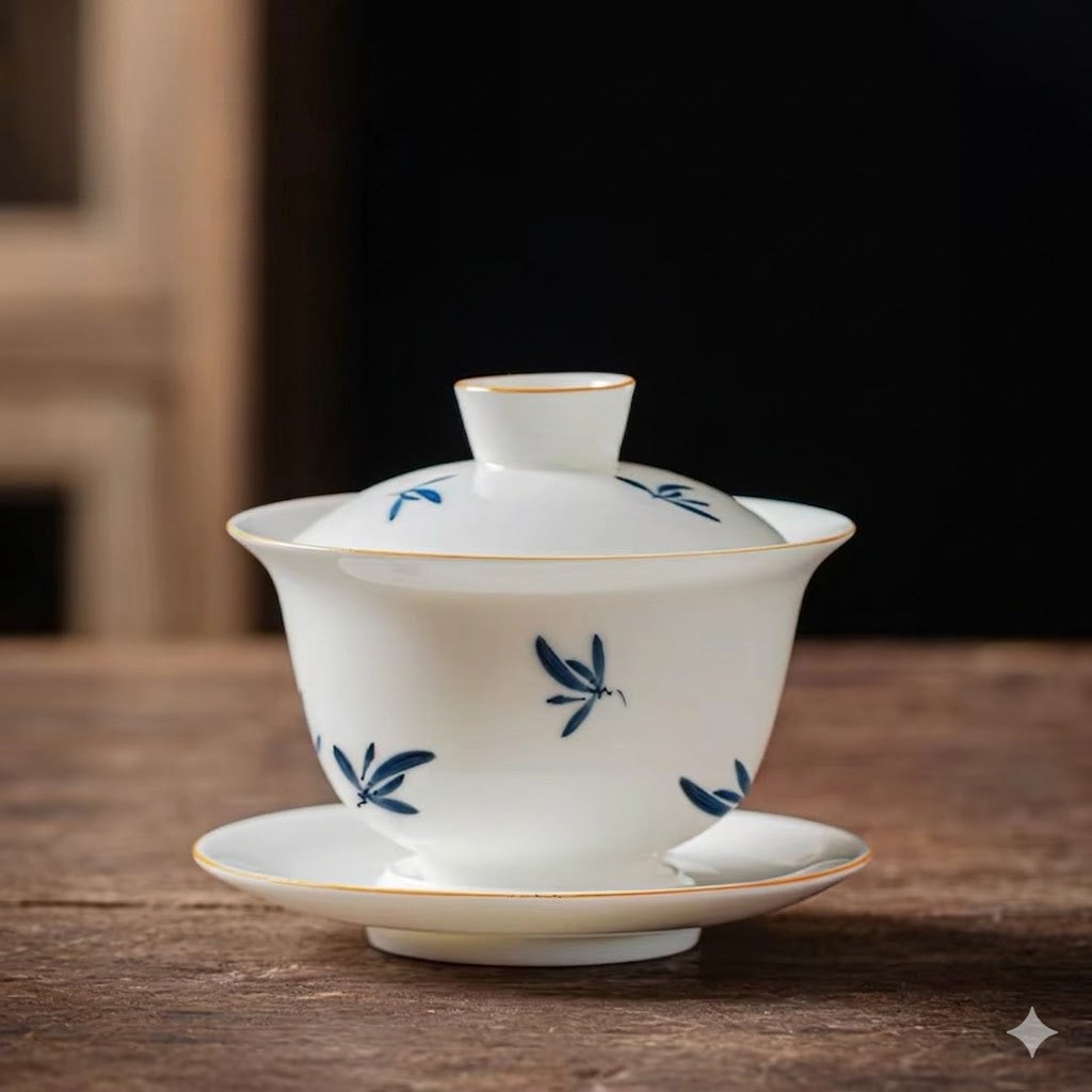 Zen Orchid Leaf: Minimalist Gaiwan &amp; Tasting Cup Set