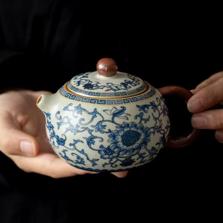 Heritage Blue and White Intertwining Lotus Teapot